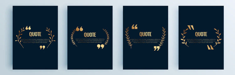 Quote frames blank templates set. Text in brackets, citation empty speech bubbles, quote bubbles. Textbox isolated on color background. Vector illustration.