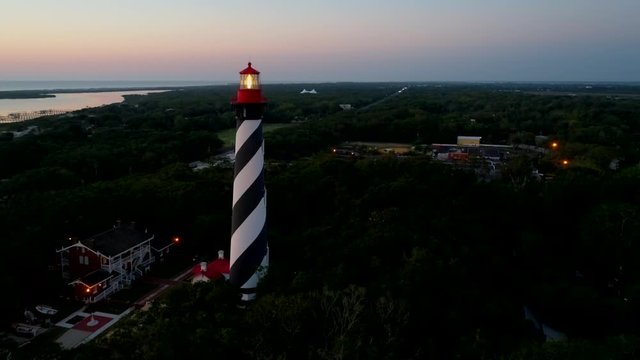 Lighthouse Twilight Landmark Aerial 4K
