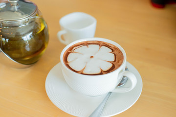 chocolate drink, hot chocolate drink, chocolate milk, latte art 