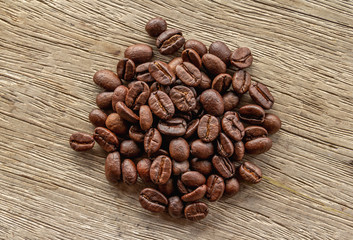 coffee beans on wooden background