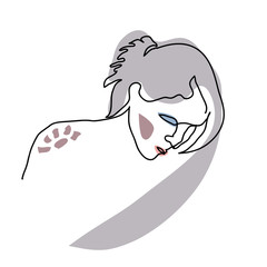 Abstract portrait of  young woman. Art template with modern hand-drawn texture. Continuous drawing with one line.Creative background for cards, covers, posters, apparel printing 