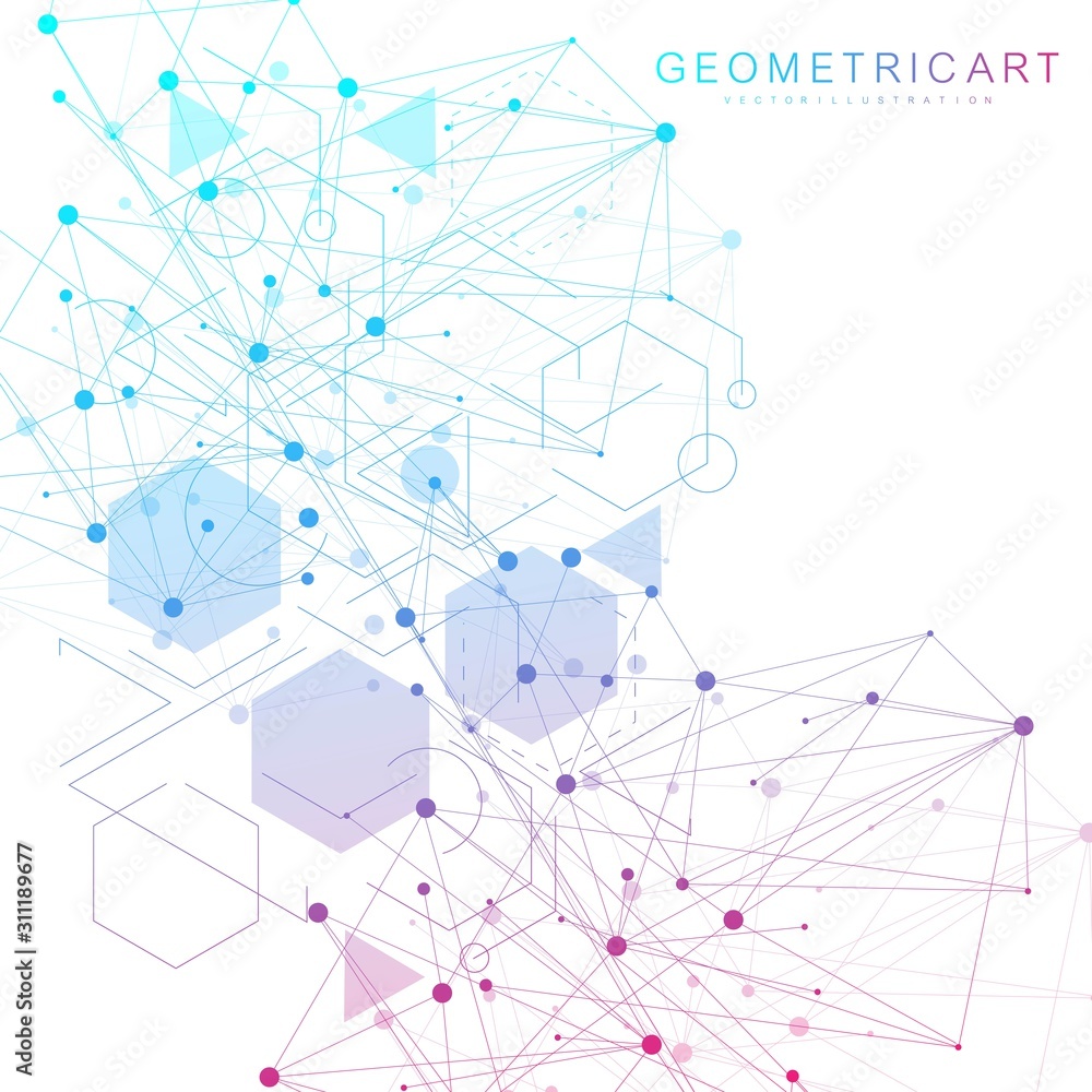 Poster modern futuristic background of the scientific hexagonal pattern. virtual abstract background with p
