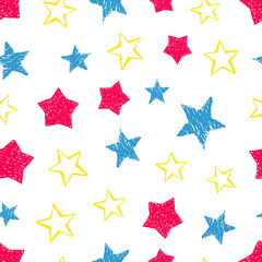 Seamless doodle hand drawn stars