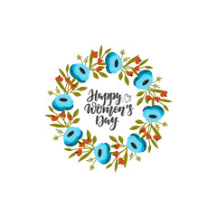 Fototapeta premium Vector spring summer flowers wreath design womens day