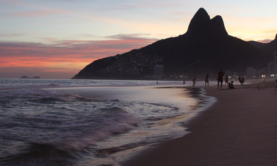 Sunset over Ipanema Beach, Rio de Janeiro, Brazil