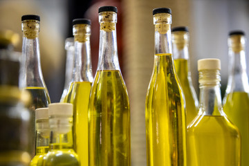 bottled olive oil on the farm