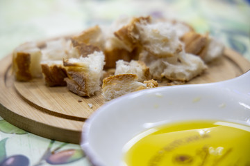 Italian Bread with Olive Oil for Dipping with Pepper and Cheese