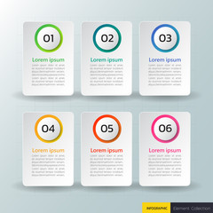 Infographics design template, 3D Business concept with 6 steps. vector illustration.