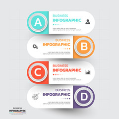 Infographics template 4 options with horizontal banner, can be used for workflow layout, diagram, website, corporate report, advertising, marketing. vector illustration.