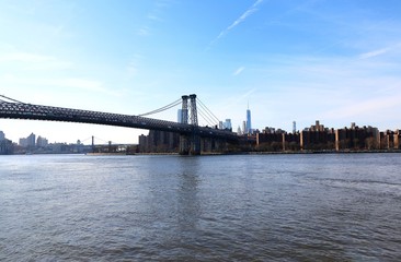 Fototapeta na wymiar skyline of new york city, bridge, skyline, city, water, skyscraper, urban, cityscape, panorama, downtown, architecture, building, tower, manhattan, river
