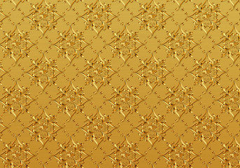 Vintage ornament. Decorative background. Metallic golden pattern.