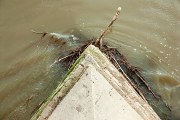 bridge detail during flash flood