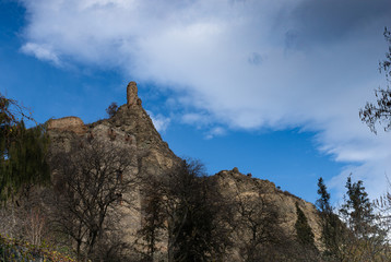 The ancient fortress of Narikala. View from the side of the National Botanical Garden. Georgia....