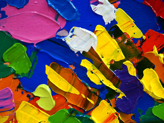 Close up hand draw colorful oil paint abstract background with texture.