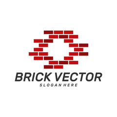 Obraz premium Brick Building logo design vector, Brickwork simple modern logo template, Emblem, Design Concept, Creative Symbol, Icon