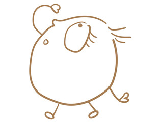 上を見上げる顔のキャラクター