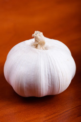 Garlic on a wooden table