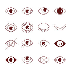 Eye line icon collection vector isolated. Sight symbol, eyeball