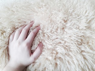 hand on white soft fur