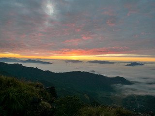 Fototapeta premium sunset in mountains phu cui fa chiangrai thailand