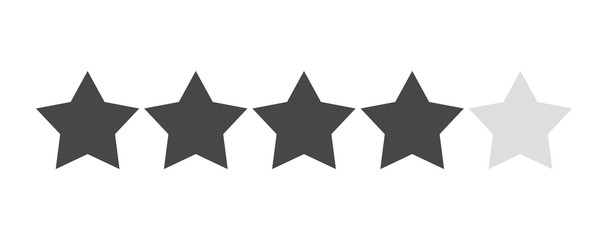 Star rating vector isolated. Black star shape. Quality of service