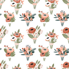 Obraz premium Vector spring summer flowers seamless patterns surface design