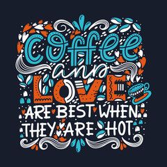 Fototapeta na wymiar Vector lettering design composition Coffee and Love