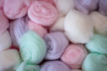 Close up shot of colorful cotton