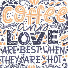 Vector lettering design composition Coffee and Love