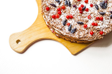 Homemade cake with a berry.