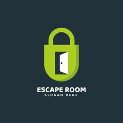 Escape Room Game Logo Icon Vector, Combination of Padlocks and Door