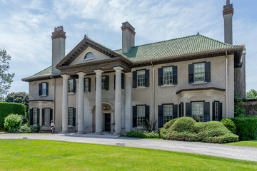Oshawa, Ontario, Canada - July 1, 2019: Parkwood Estate building in Oshawa, Ontario, Canada. Parkwood Estate was the residence of Samuel McLaughlin, now is a a National Historic Site. 