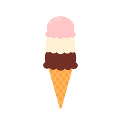 Ice cream balls in waffle cone icon
