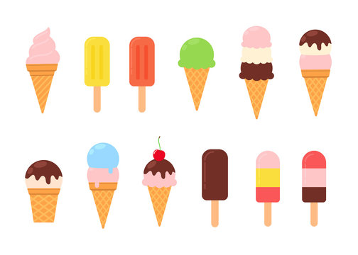 Vector set of various ice cream icons