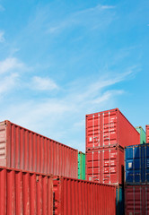 Containers on the wharf. International shipping logistics.