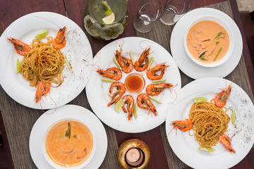 Delicious asian food served outdoors