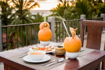 Table set for two at the terrace