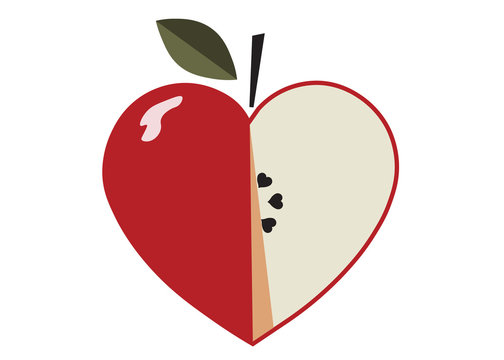 Naklejka heart, valentine's day, love, apple