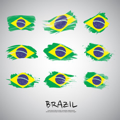 Flag of Brazil with brush stroke.