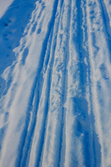 Skiing tracks in the snow