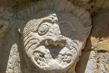 Detail of the Romanesque church of Ribera (Alava). Abandoned village in the natural park of...