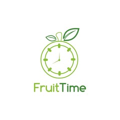 Fruits time logo vector. Food time logo icon design.