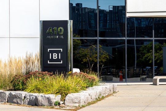 Waterloo, Ontario, Canada - September 30, 2019: Sign of IBI at its Waterloo office. IBI Group is a global architecture, engineering, planning, and technology firm
