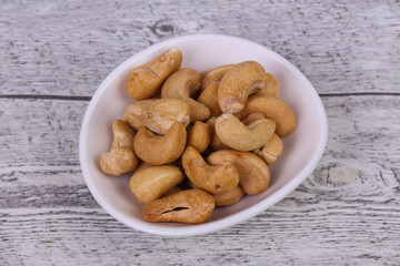 Cashew nuts heap in the bowl