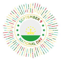 Tajikistan national day badge. Independence from the Soviet Union in 1991. Celebrated on September 9.