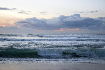Fototapeta na wymiar Sunset waves at Marina State Beach in Monterey County California 