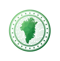 Flat low poly stamp of Greenland. Polygonal Greenland badge. Trendy vector logo of the country.