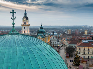 Aerial photo of Advent in Pecs, Hungary