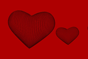 Red heart on Red background 3D rendering background for valentines day, Red heart on the day of love