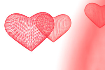 Red heart 3D rendering background for valentines day, Red heart on the day of love